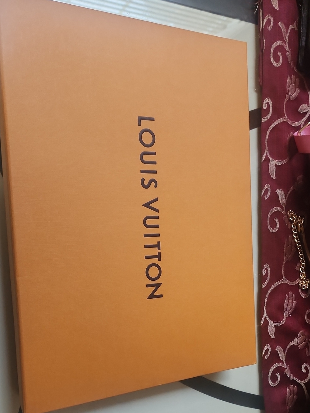 Louis Vuitton Orange Signature Box with Dark Logo